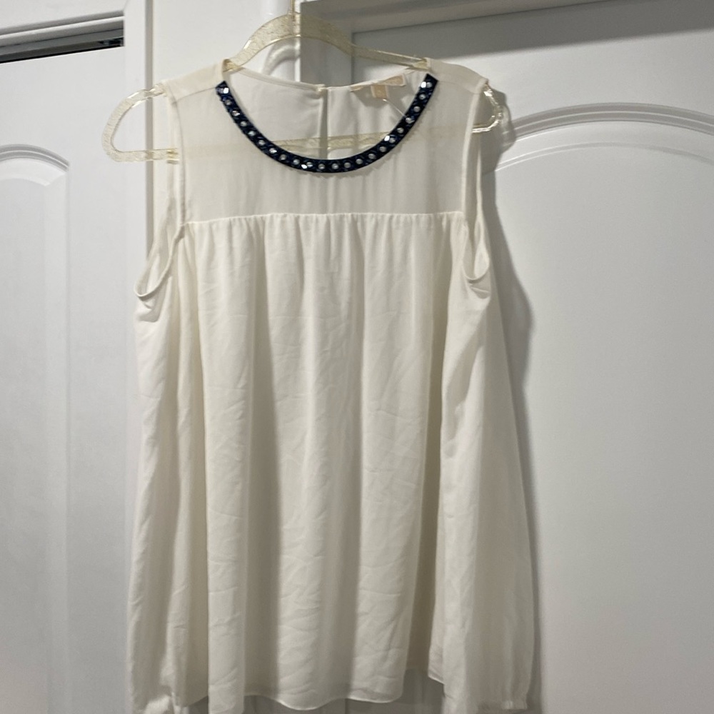 Women’s Michael Kors white rhinestone blouse. Size XL. NWOT